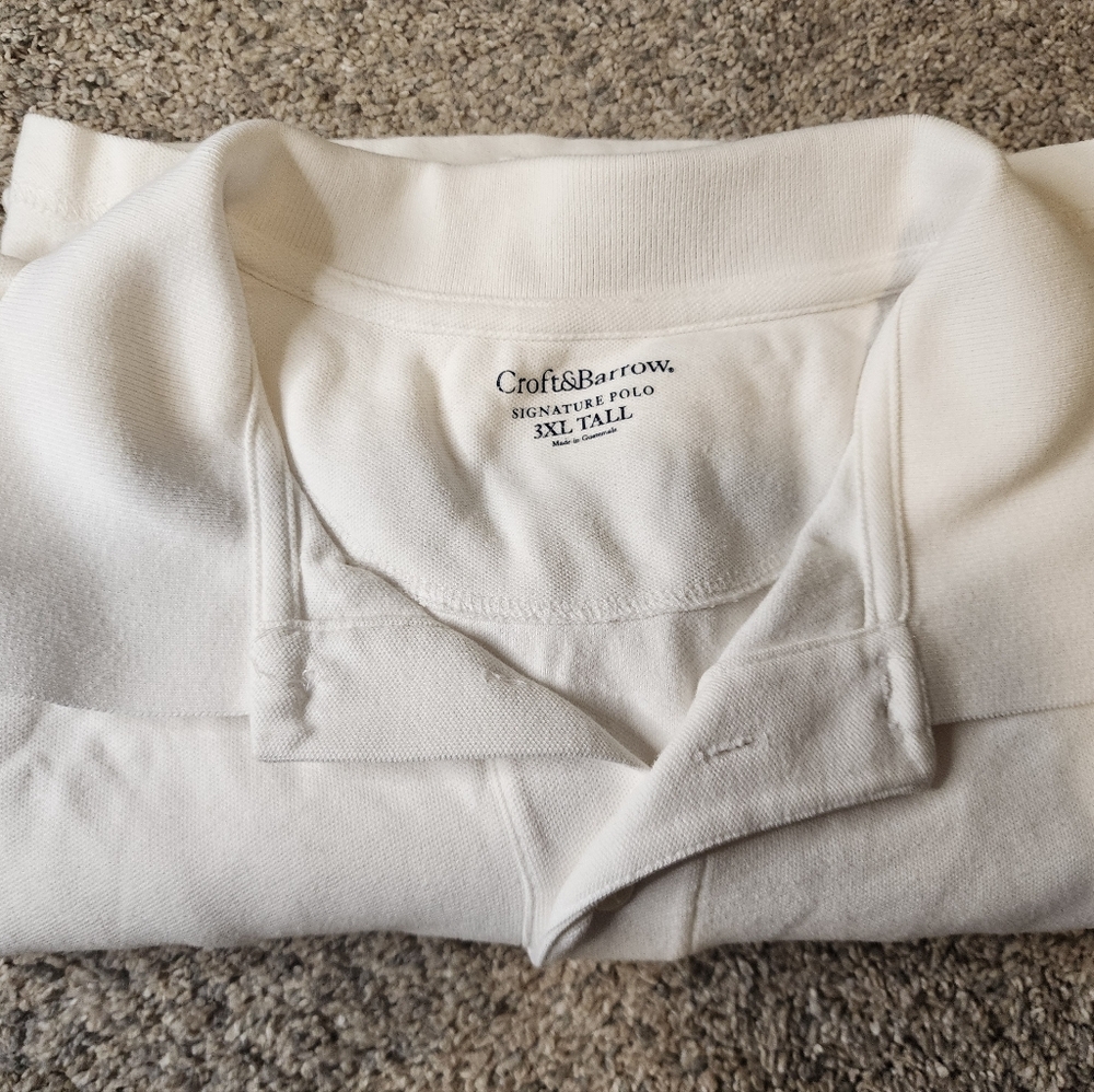 Mens White Polo Shirt 3XLT TALL - Picture 3 of 3